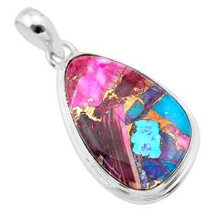 15.65cts spiny oyster arizona turquoise pear 925 sterling silver pendant t32290