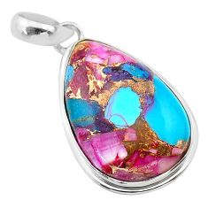 14.68cts spiny oyster arizona turquoise pear 925 sterling silver pendant t32295