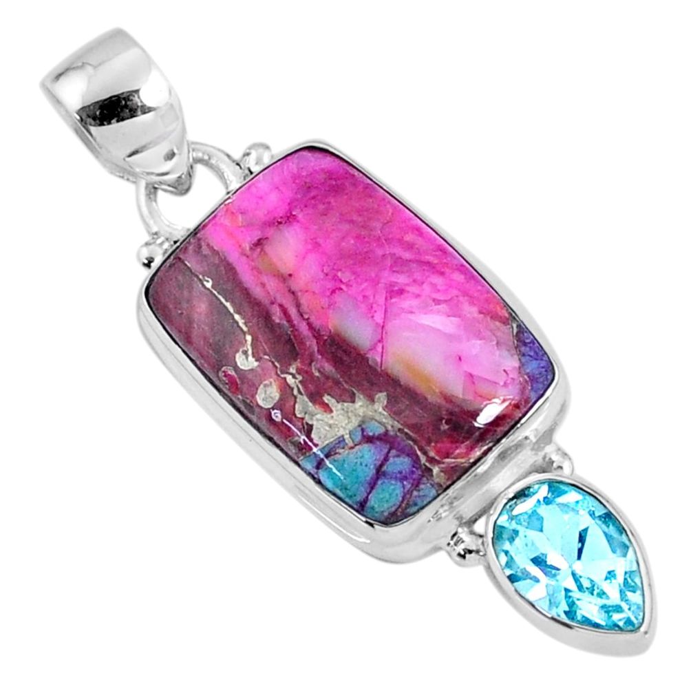 15.65cts spiny oyster arizona turquoise topaz 925 sterling silver pendant r62489