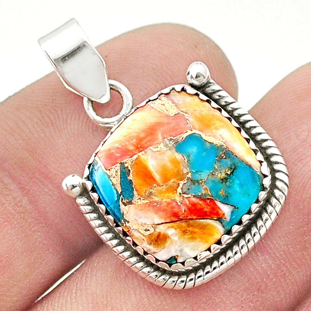 8.36cts spiny oyster turquoise 925 sterling silver pendant jewelry u45019