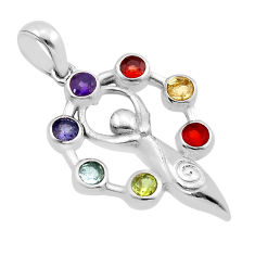 2.71cts spirit healer amethyst cornelian topaz silver chakra pendant y94246