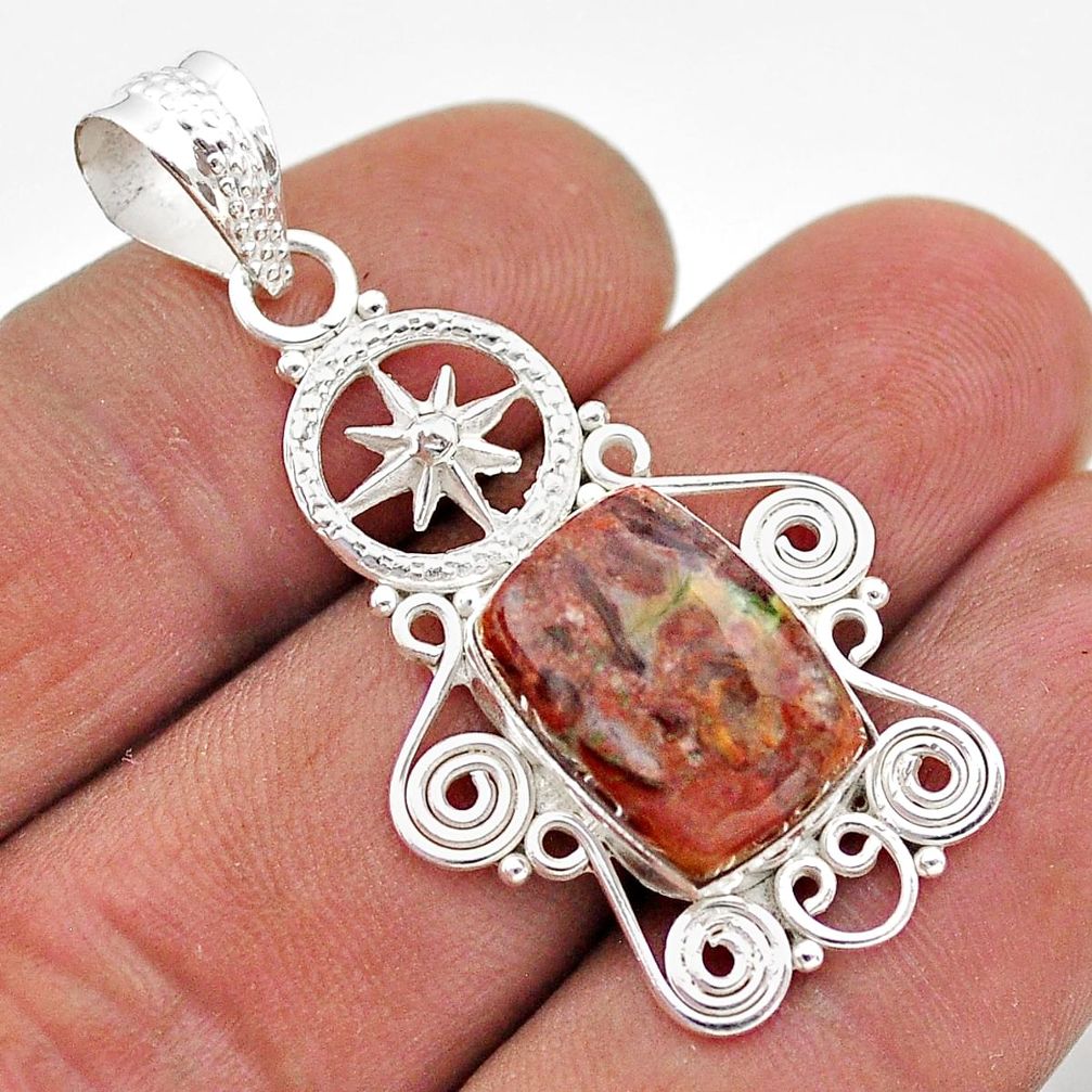 6.20cts star amulet natural moroccan seam agate sterling silver pendant t68470