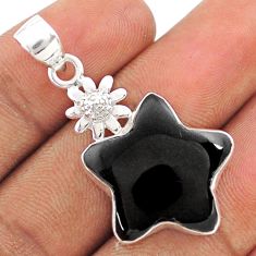 14.23cts star fish natural black onyx 925 sterling silver flower pendant t79897