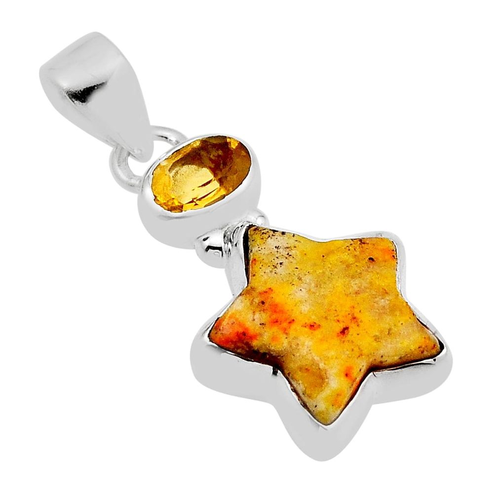 7.71cts star natural bumble bee australian jasper citrine silver pendant n10113