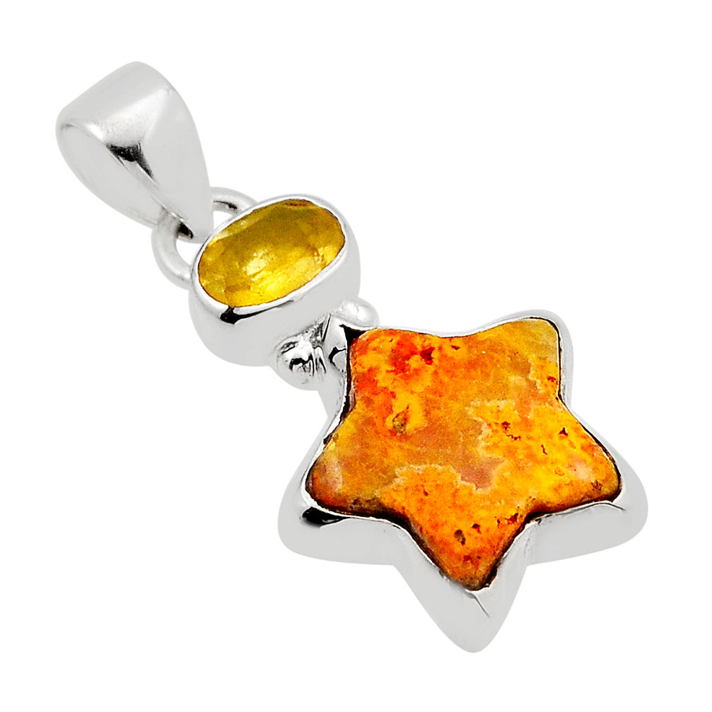7.75cts star natural bumble bee australian jasper citrine silver pendant n10120