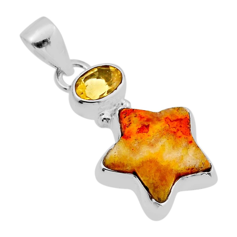 8.43cts star natural bumble bee australian jasper citrine silver pendant n9889
