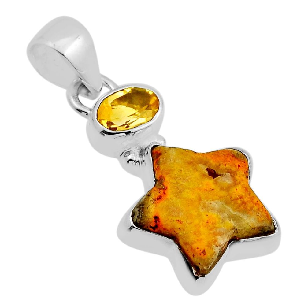 8.87cts star natural bumble bee australian jasper citrine silver pendant n9893