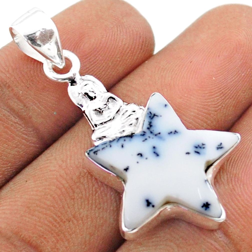 11.20cts star natural dendrite opal 925 silver buddha charm pendant t79874