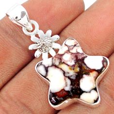 15.08cts star natural wild horse magnesite 925 silver flower pendant t79878