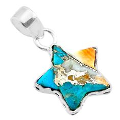 6.61cts star spiny oyster arizona turquoise 925 sterling silver pendant t50641