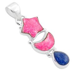 8.87cts star with moon natural pink thulite kyanite 925 silver pendant t69021