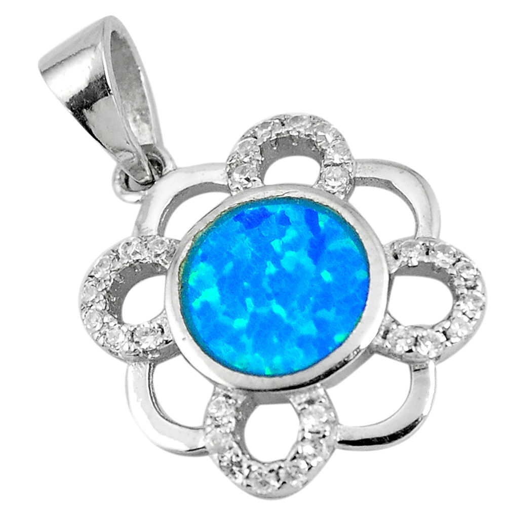 Sterling silver 1.73cts blue australian opal (lab) topaz pendant a92784 c24452