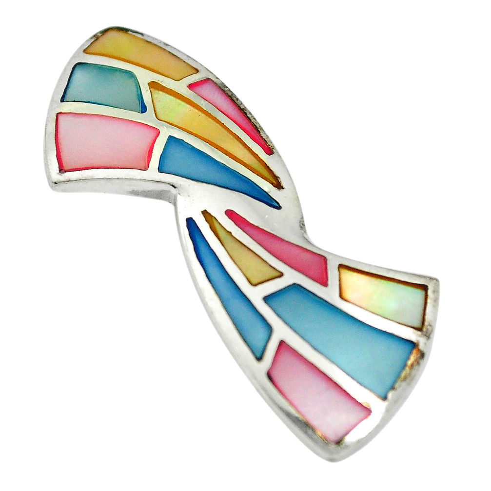 Sterling silver multi color blister pearl enamel pendant jewelry a85420 c14799