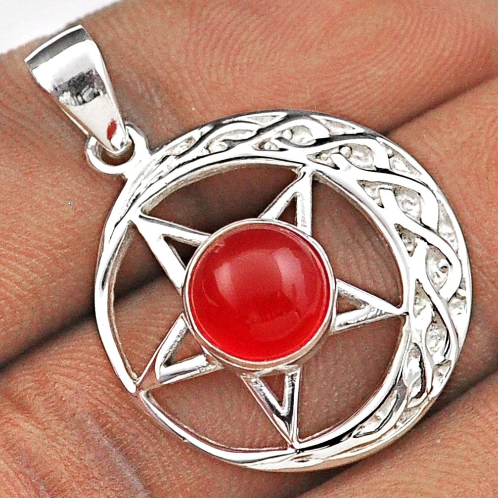 Sterling silver 3.14cts natural honey onyx dark lord pentagram pendant t88888