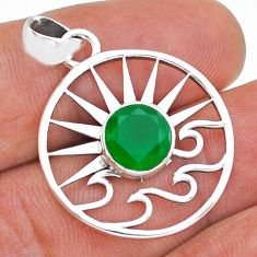 3.37cts sun natural green chalcedony 925 sterling silver pendant jewelry u86738