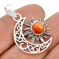 2.51cts sun with moon natural orange mojave turquoise silver pendant u75956