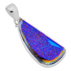17.95cts titanium druzy fancy shape 925 sterling silver pendant jewelry n43381