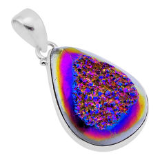 29.24cts titanium druzy pear shape 925 sterling silver pendant jewelry n43387