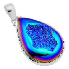 30.83cts titanium druzy pear shape 925 sterling silver pendant jewelry n43396