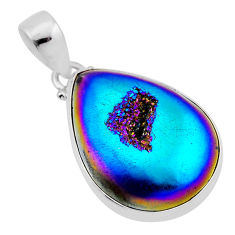 21.48cts titanium druzy pear shape 925 sterling silver pendant jewelry n43399