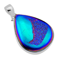 30.40cts titanium druzy pear shape 925 sterling silver pendant jewelry n43418