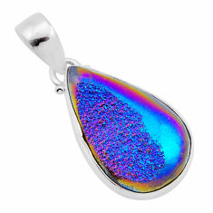14.47cts titanium druzy pear shape 925 sterling silver pendant jewelry n43421