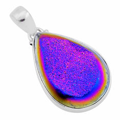26.14cts titanium druzy pear shape 925 sterling silver pendant jewelry n43435