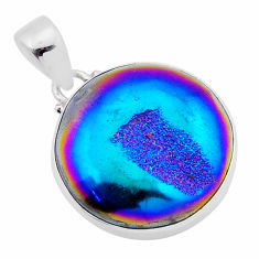 21.48cts titanium druzy round shape 925 sterling silver pendant jewelry n43427