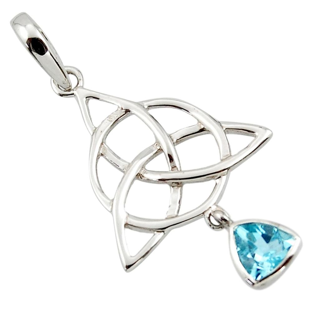 Triquetra - trinity knot blue topaz 925 sterling silver pendant jewelry r43544