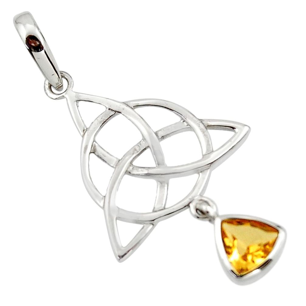 Triquetra - trinity knot natural citrine 925 sterling silver pendant r43524