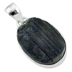 Ultimate protection black tourmaline raw 925 sterling silver pendant r96724