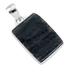 Ultimate protection black tourmaline raw 925 sterling silver pendant r96729