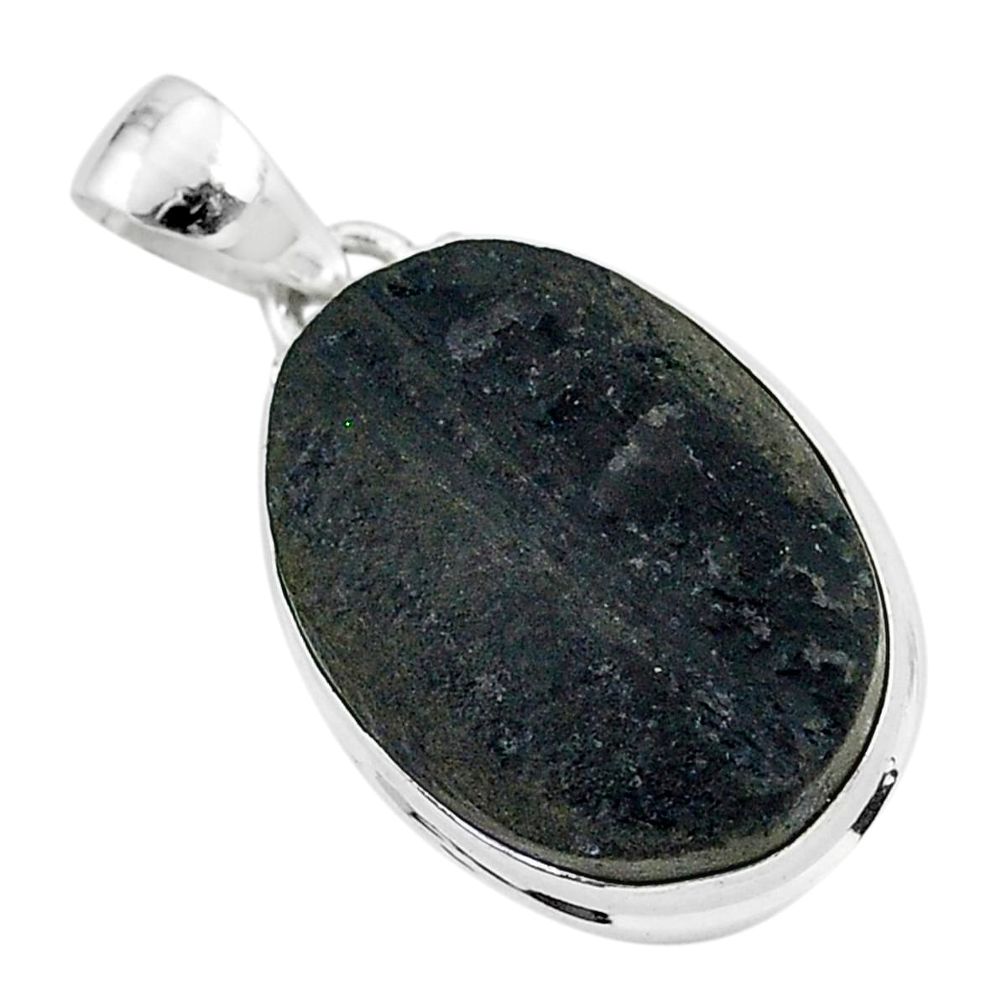 Ultimate protection black tourmaline raw 925 sterling silver pendant r96736