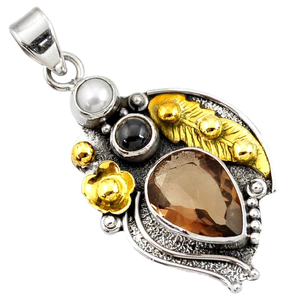 paz onyx 925 silver two tone pendant d44070