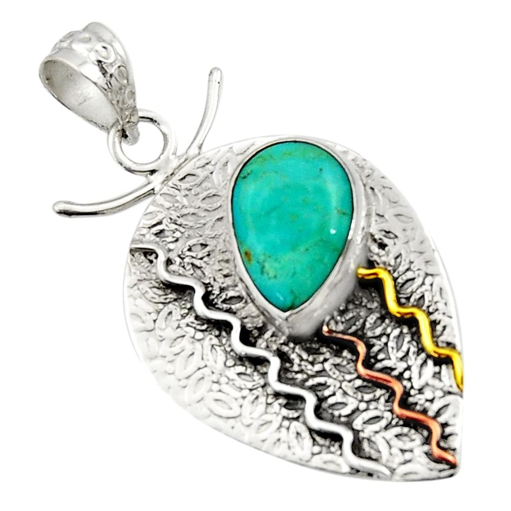 n green arizona mohave turquoise silver two tone pendant d44912