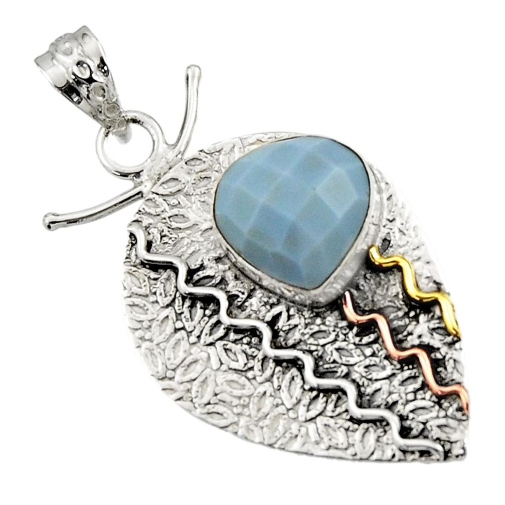 n natural blue owyhee opal 925 silver two tone pendant d44908