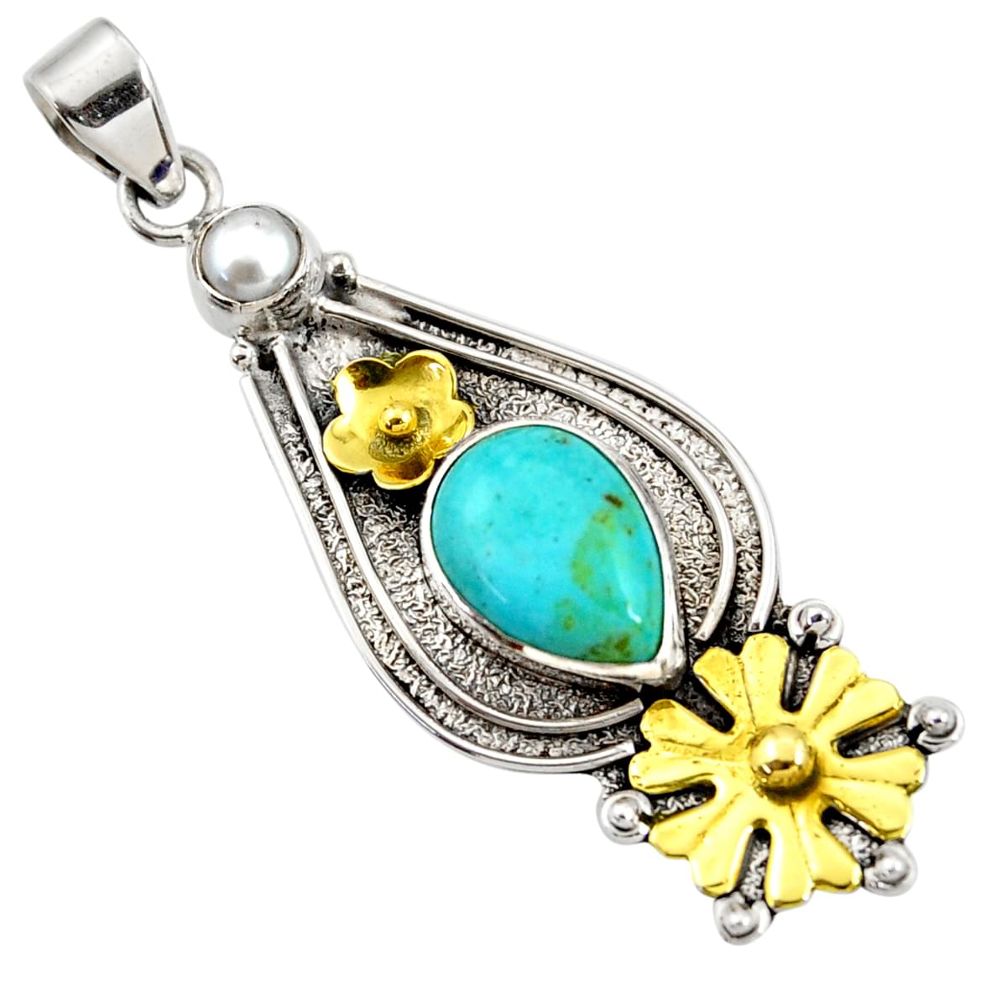ise 925 silver two tone flower pendant d44032