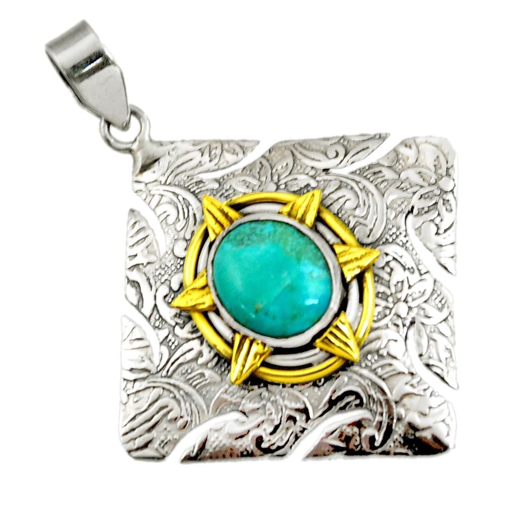 n sleeping beauty turquoise 925 silver two tone pendant d44074