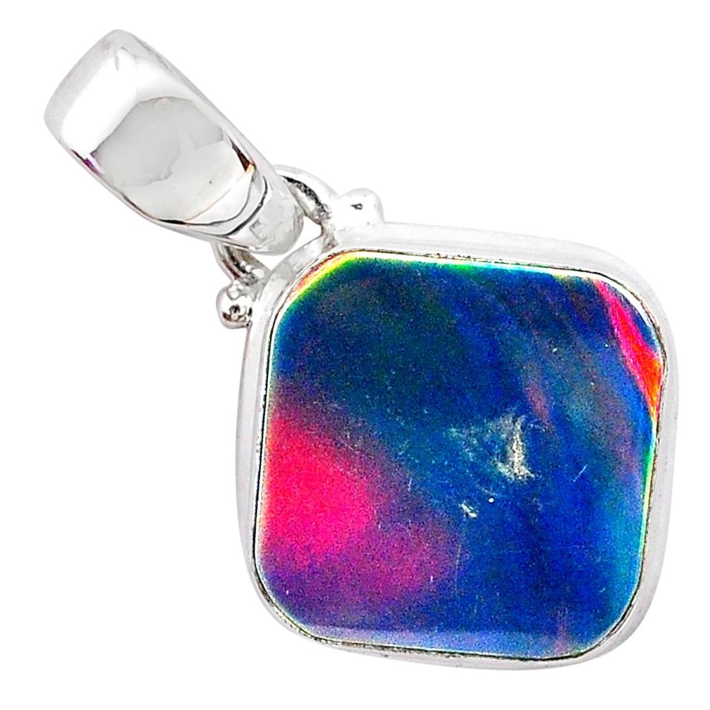 3.64cts volcano aurora opal (lab) 925 sterling silver pendant jewelry t25879