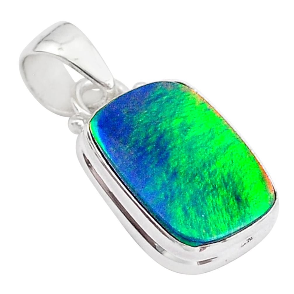 3.65cts volcano aurora opal (lab) 925 sterling silver pendant jewelry t26027