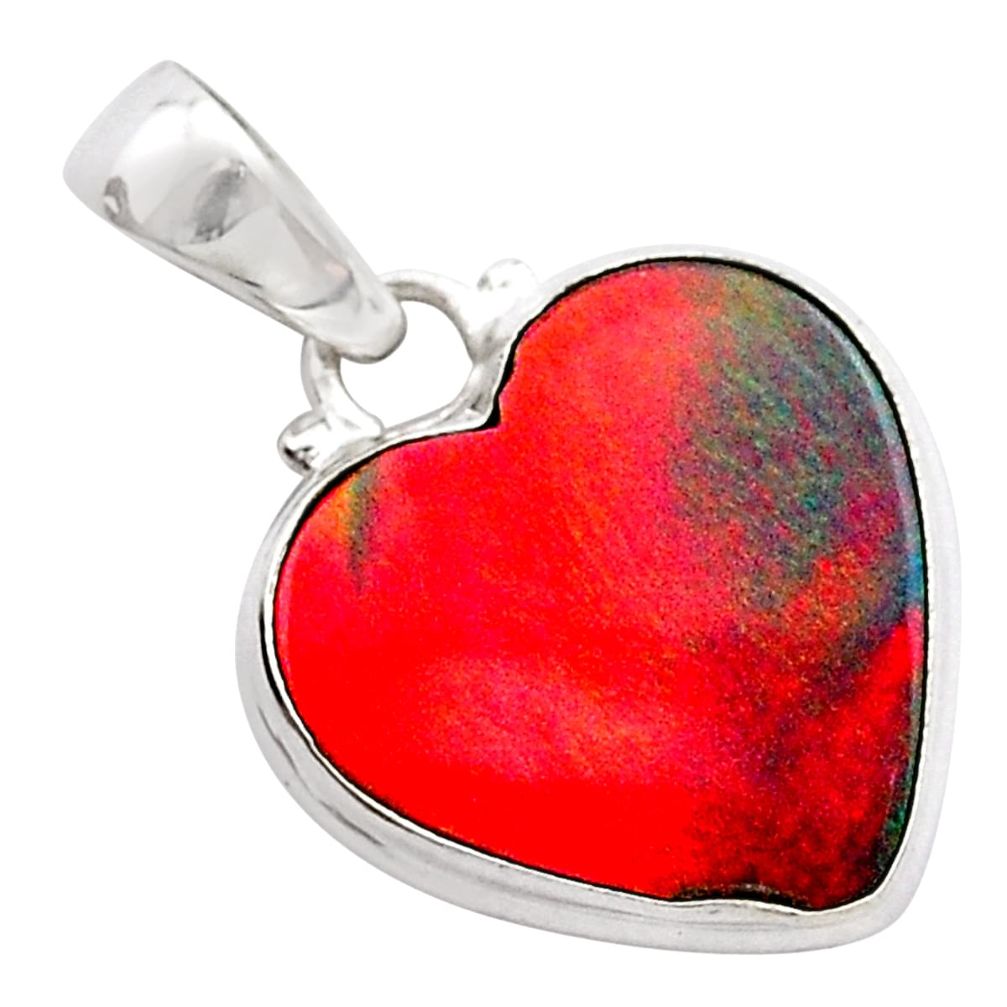 4.82cts volcano aurora opal (lab) heart 925 silver pendant jewelry t26037