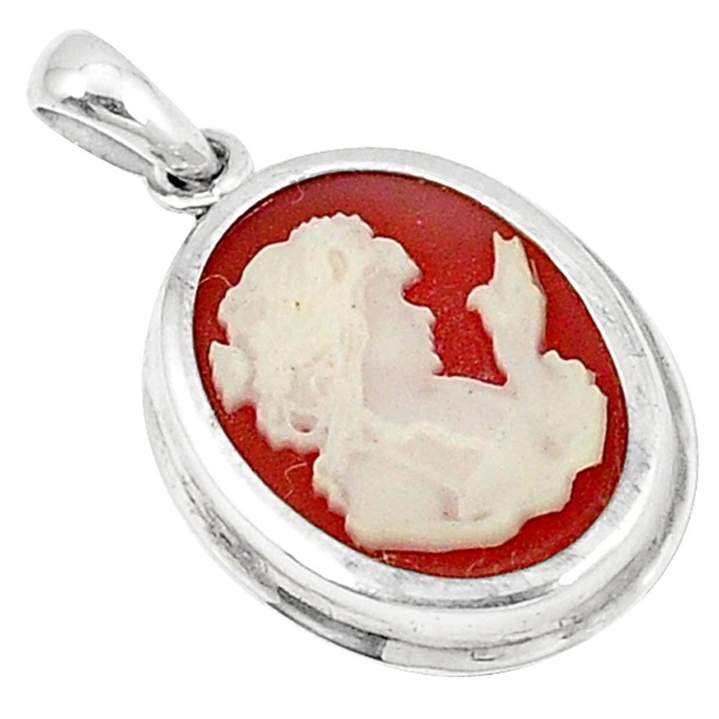 White lady cameo oval 925 sterling silver pendant jewelry c22204