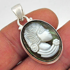 11.20cts white lady cameo oval shape 925 sterling silver pendant jewelry n21126