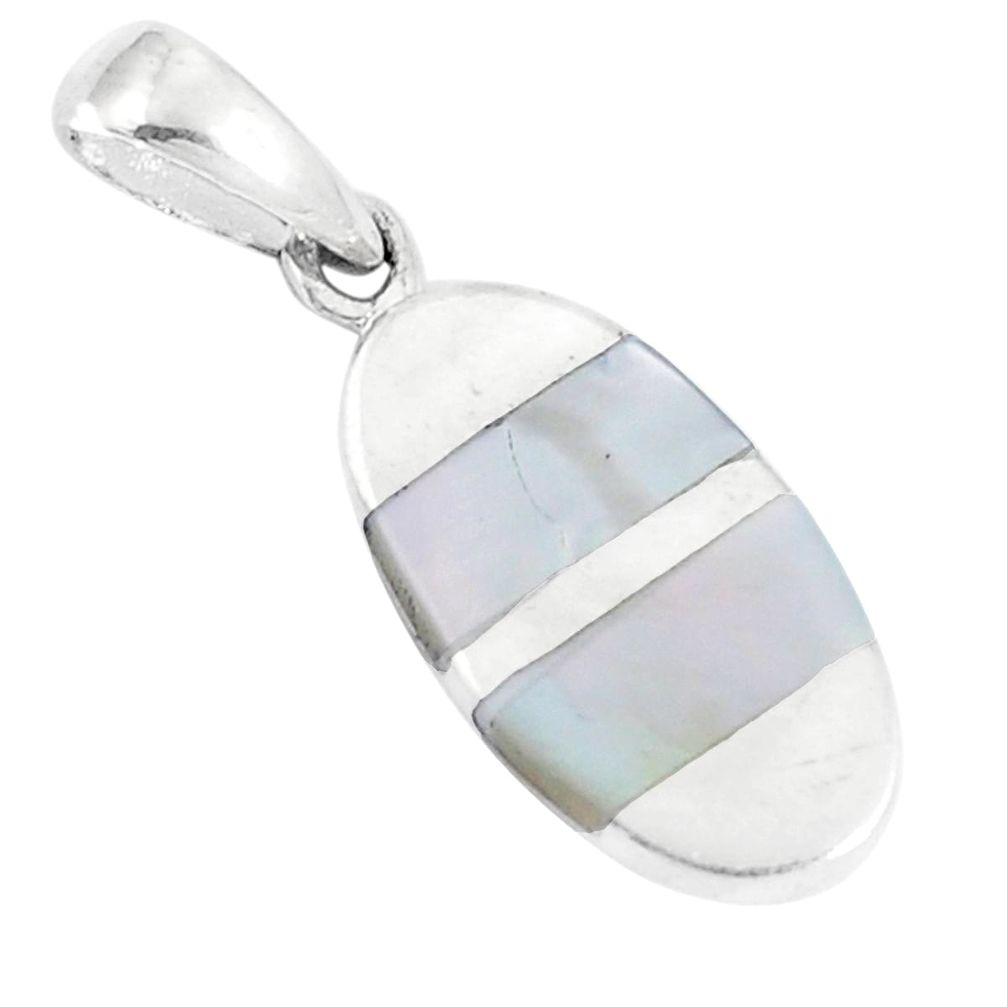 2.69gms white pearl enamel 925 sterling silver pendant jewelry a93275 c13802
