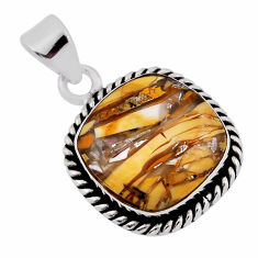 8.44cts yellow brecciated mookaite (australian jasper) 925 silver pendant n38220