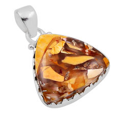 13.10cts yellow brecciated mookaite (australian jasper) silver pendant n29336