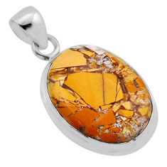 13.39cts yellow brecciated mookaite (australian jasper) silver pendant n51536