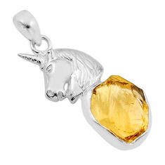 7.54cts yellow citrine rough 925 sterling silver horse pendant jewelry y96205