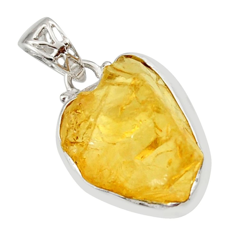 16.73cts yellow citrine rough 925 sterling silver pendant jewelry r29848