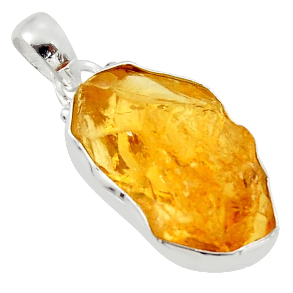 12.58cts yellow citrine rough 925 sterling silver pendant jewelry r29971
